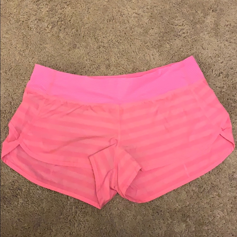 Neon pink lululemon shorts